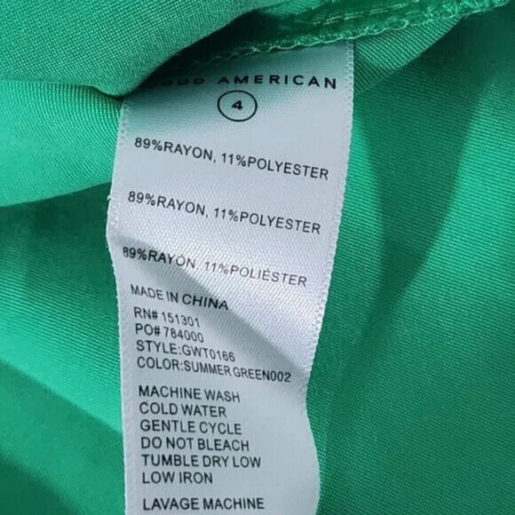 2/$50 Good American Summer Green Short Sleeve Top Size 4 | Casual & Chic Blouse - Picture 4 of 6